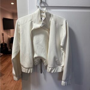 all in motion Cream Cropped Bomber Jacket